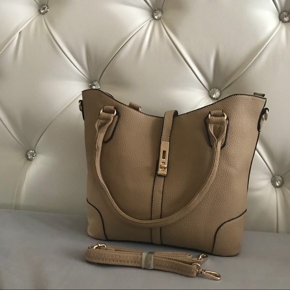 Handbags - Beautiful khaki new with tags handbag with strap